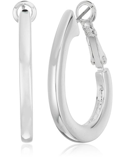 Anne Klein Napier Silver-tone Large Oval Hoop Earrings - Metallic