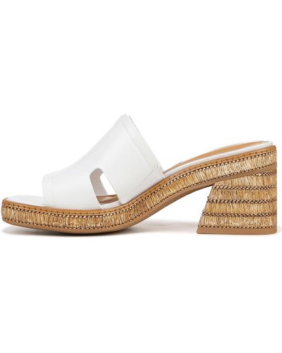 Franco Sarto S Florence Fashion Slide Heeled Sandals White Leather 5 M - Natural