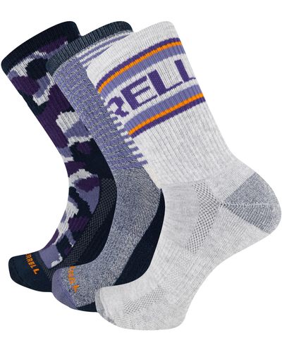 Merrell Adult's Recycled Everyday Socks-3 Pair Pack-repreve Mesh - Blue