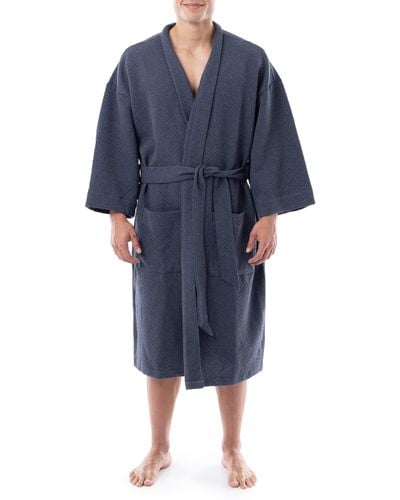 Izod Quilted Kimono Robe - Blue