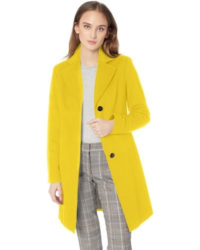 Calvin Klein Classic Cashmere Wool Blend Coat - Yellow