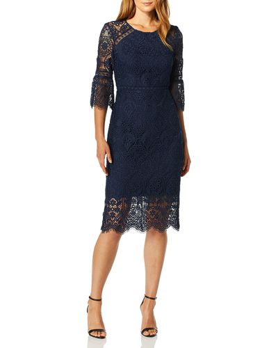 Shoshanna Louisa Three-quarter Sleeve Sheath Dres - Blue