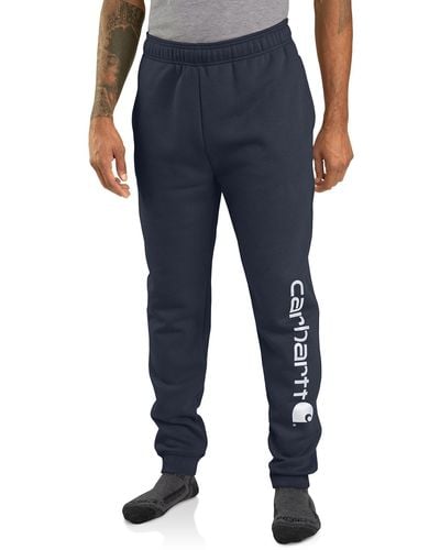 Carhartt Big & Tall Relaxed Fit Midweight Tapered Logo Graphic Sweatpant - Blue