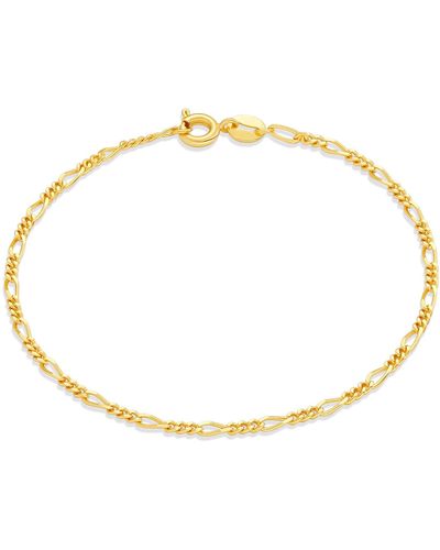 Amazon Essentials 14k Gold Plated Fine Figaro Chain Bracelet 7.5" - Metallic