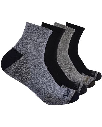 Timberland Mens 4-pack Half Cushioned Quarter Socks - Black