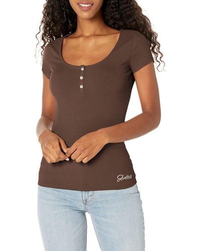 Guess Donna ica Corta Karlee Jewel Henley - Multicolore