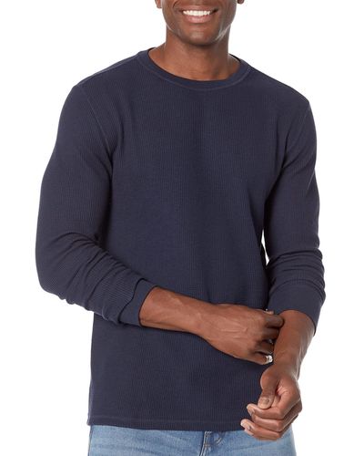 Amazon Essentials Camisa de Panal de Abeja de ga Larga con Ajuste Entallado Hombre - Azul