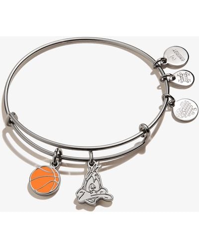 ALEX AND ANI As21ebsj06rth,space Jam Team Daffy Duck Duo Charm Expandable Bangle Bracelet,midnight Silver,orange - Metallic