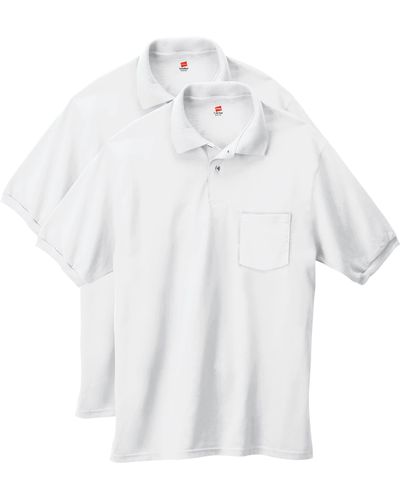 Hanes Mens Short-sleeve Jersey Pocket - White