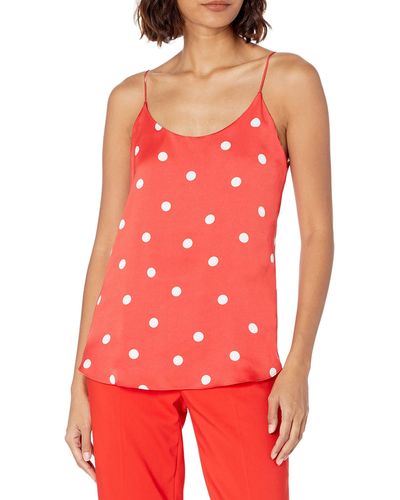 Anne Klein Womens Double Layer Strap Tank Shell Blouse - Red