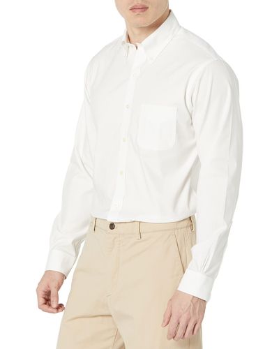 Brooks Brothers Non-iron Long Sleeve Button Down Stretch Pinpoint Dress Shirt - White