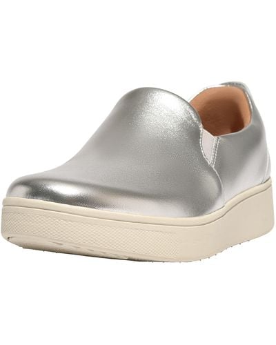 Fitflop Rally Leather Slip-on Skate Sneakers - Metallic