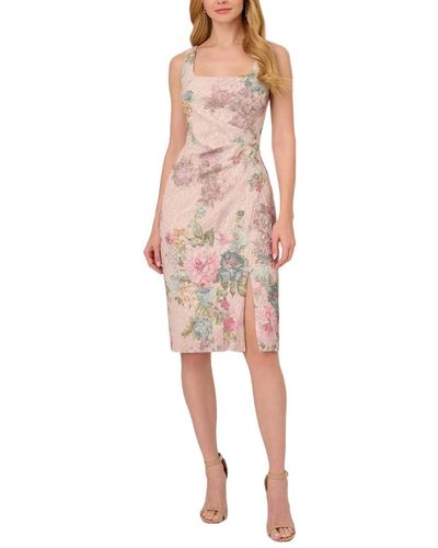 Adrianna Papell Floral Matelasse Dress - Multicolor