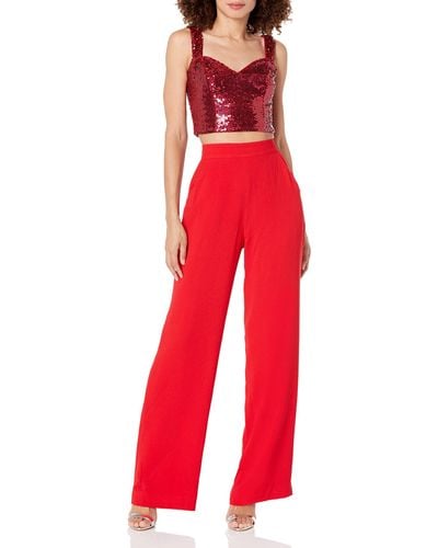 Dress the Population Olivia Sequin Two-piece Set - Red
