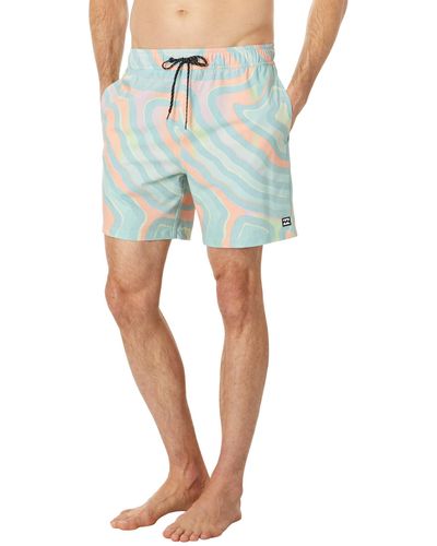 Billabong Elastic Waist Stretch Sundays Layback Boardshort Swim Short Trunk - Blue