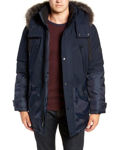 Andrew Marc Maxfield Hooded Down Jacket - Blue