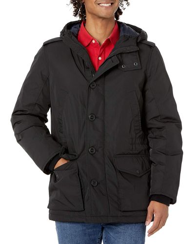 Tommy Hilfiger Poly Twill Full-length Hooded Parka - Black