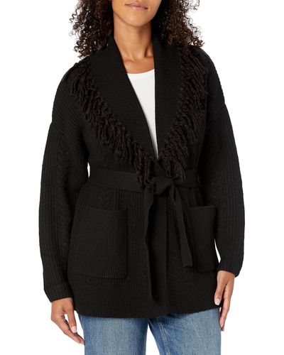 Guess Long Sleeve Anne Belted Cardi Sweater - Black