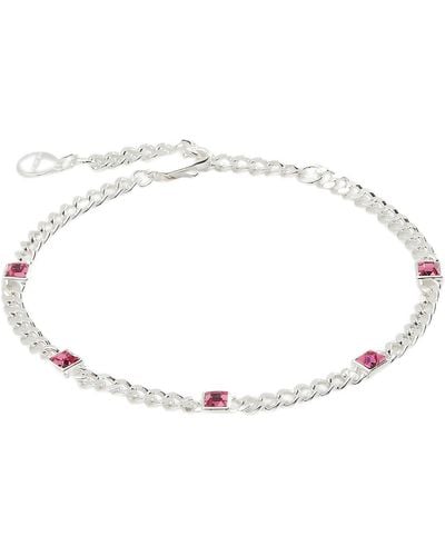 ALEX AND ANI Aa73982310ss,birthstone Curb Chain Bracelet,shiny Silver,pink,october - Metallic
