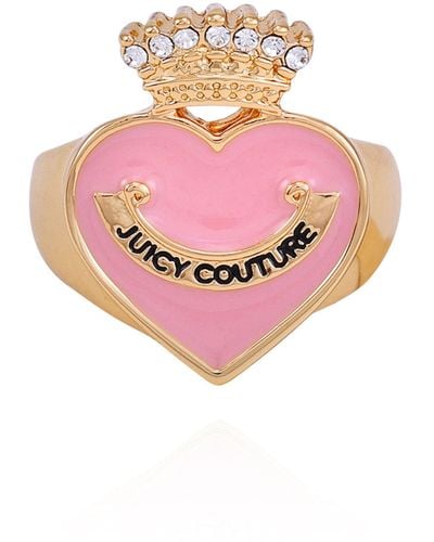 Juicy Couture Goldtone Heart Crown Ring For - Pink