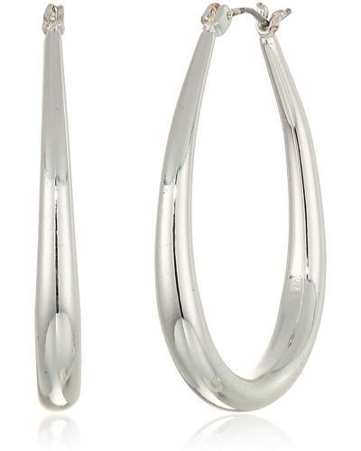 Napier Silver Tubular Hoop Earrings, 0 - Metallic