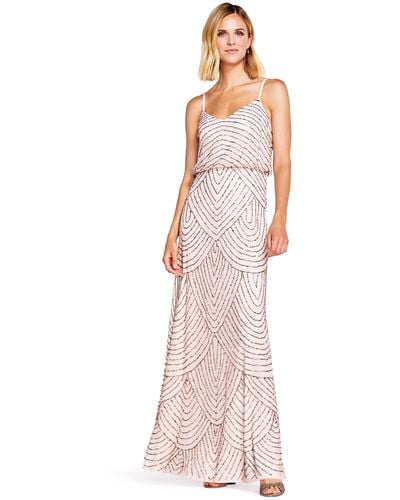 Adrianna Papell Blouson Beaded Gown - Natural