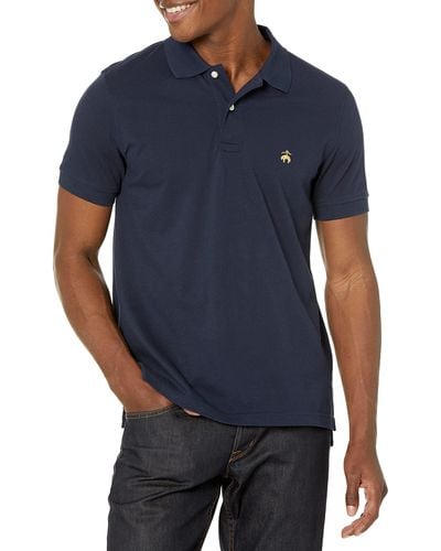 Brooks Brothers Short Sleeve Cotton Pique Stretch Logo Polo Shirt - Blue