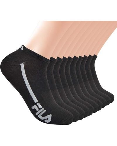 Fila Mens Racing Striped No Show Socks - Black