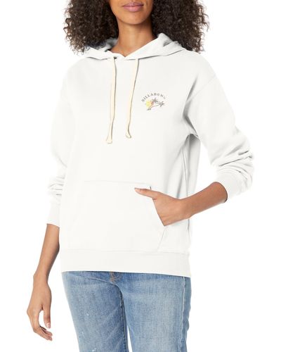 Billabong Graphic Pullover Sweatshirt Fleece Hoodie - White