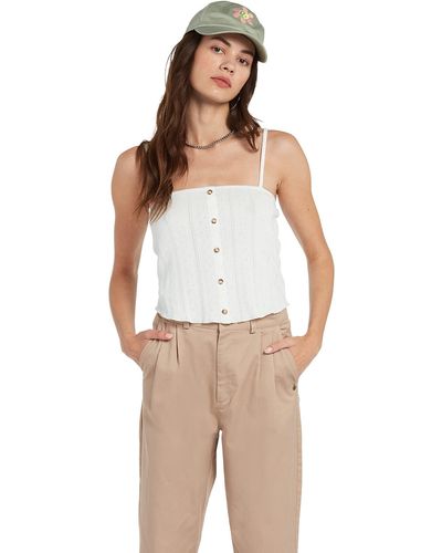 Volcom Lived In Lounge Button Front Strappy Tank Top - White