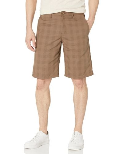 Dickies S Flex Regular Fit Plaid Flat Front 11in Casual Shorts - Natural