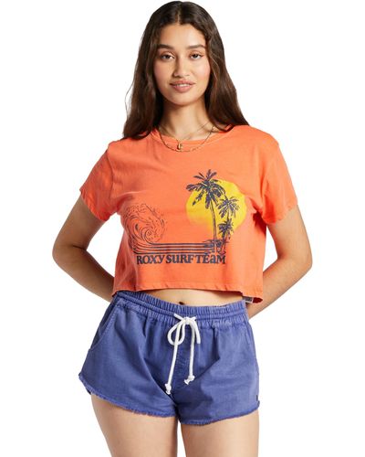 Roxy Retro Surf Team Cropped T-shirt - Blue