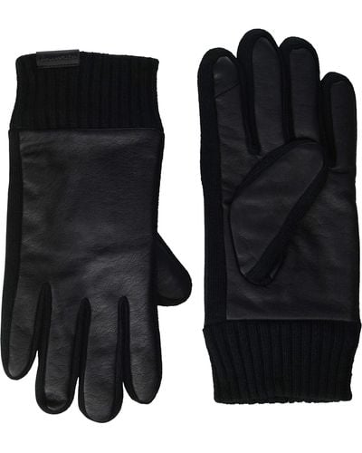 Calvin Klein Knit Cuff Pu Glove - Black
