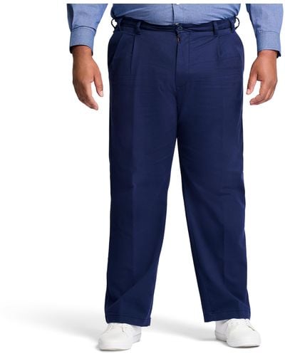 Izod Big And Tall Performance Stretch Pleated Pant - Blue