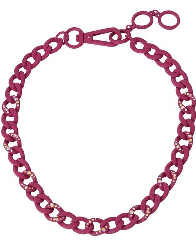 Steve Madden Pave Link Collar Necklace - Red