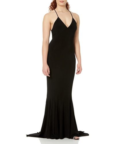 Norma Kamali Womens Low Back Slip Mermaid Fishtail Gown Formal Dress - Black