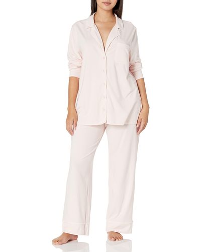 Amazon Essentials Schlafanzug-Set Baumwollmodal Langärmliges Hemd Und Lange Hose - Pink