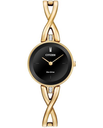 Citizen Eco-drive Modern Axiom Bangle Watch In Gold-tone Stainless Steel - Black