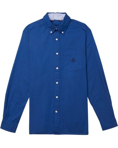 Tommy Hilfiger Adaptive Seated Magnetic Long Sleeve Button Down Shirt In Custom Fit - Blue