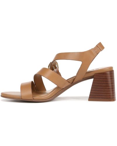Naturalizer S Veva Strappy Chunky Heel Sandals Saddle Tan Brown Leather 10.5 M