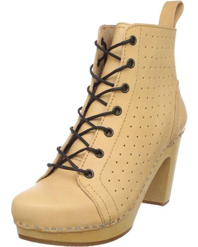 Swedish Hasbeens Perforated Lace-up Ankle Boot,nature,9 B Us - Natural