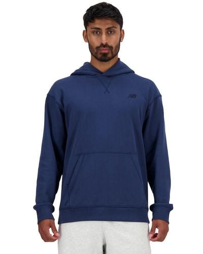 New Balance Athletics French Terry Hoodie In Navy Blue Cotton Fleece
