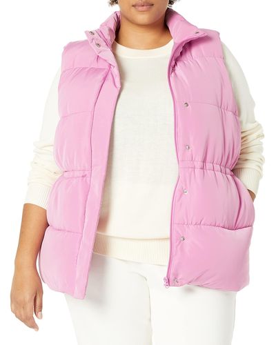 Amazon Essentials Relaxed-fit Water Repellent Recycled Polyester Puffer Vest - Pink