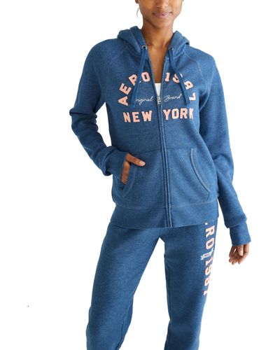 Aéropostale Aéropostale Logo Full Zip Hoodie-arches-ny - Blue