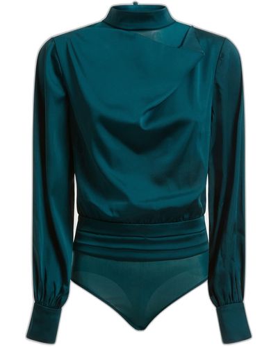 Guess Long Sleeve Katie Mock Neck Bodysuit - Green