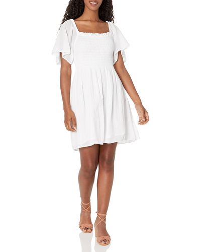 Velvet By Graham & Spencer Womens Esme Cotton Gauze Smocked Casual Dress - White