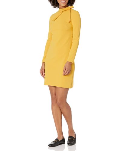 Calvin Klein Long Sleeve Dress Detail - Yellow