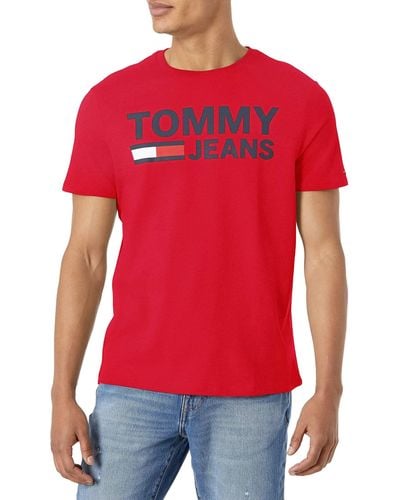 Tommy Hilfiger Short Sleeve Tommy Jeans Logo T-shirt - Red