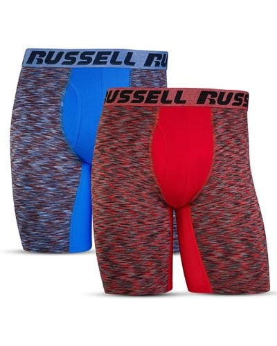 Russell Long Leg Boxer Briefs - Red