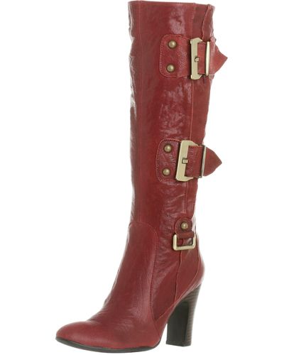 N.y.l.a. Chloe Tall Shaft Boot,red Leather,6 M